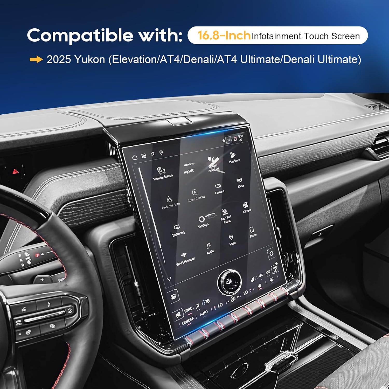 LFOTPP For Yukon 2025 Screen Protector - Compatible with Yukon (Elevation/AT4/Denali/AT4 Ultimate/Denali Ultimate) 16.8 inch Touchscreen Ultra-tough Anti-Scratch - 2NANO*