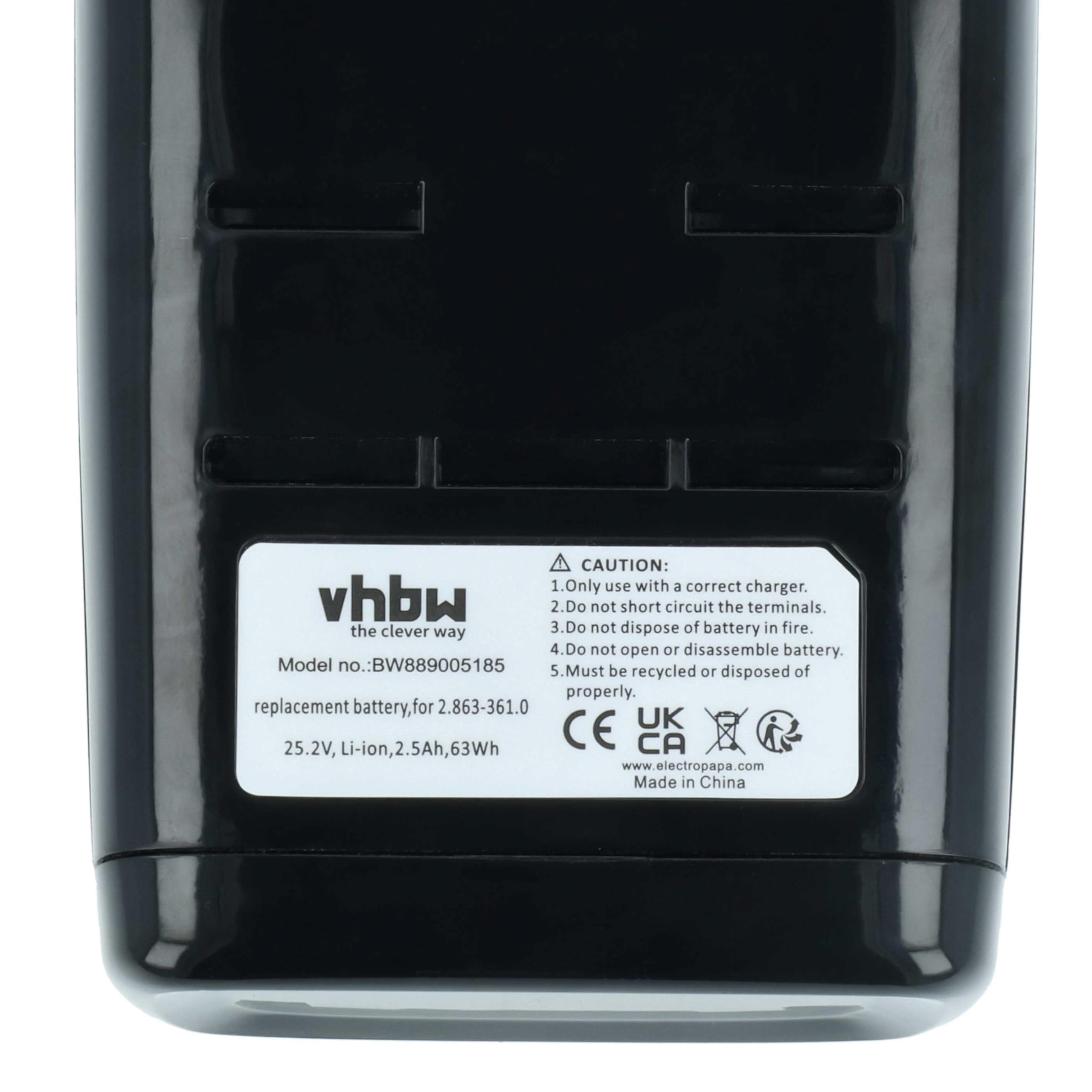 vhbw Akumulator kompatybilny z Kärcher VC 6 Cordless ourFamily Extra, bezprzewodowy ourFamily Car Home Cleaner robot domowy, czarny (2500 mAh, 25,2 V, litowo-jonowy)