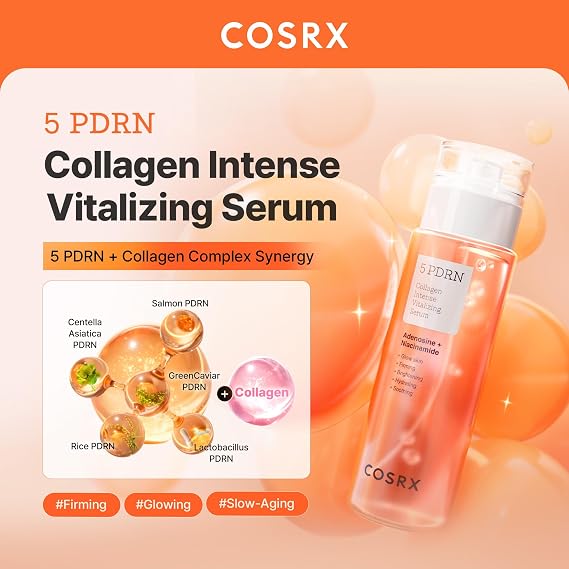 COSRX 5 PDRN Collagen Serum, Anti-aging, Glass Skin & Plumping, 3.38 fl oz | Korean Skin Care for Glowing, Bouncy Skin with Centella, Lactobacillus Ferment, Plumping Elasticity Care for Dull Skin
