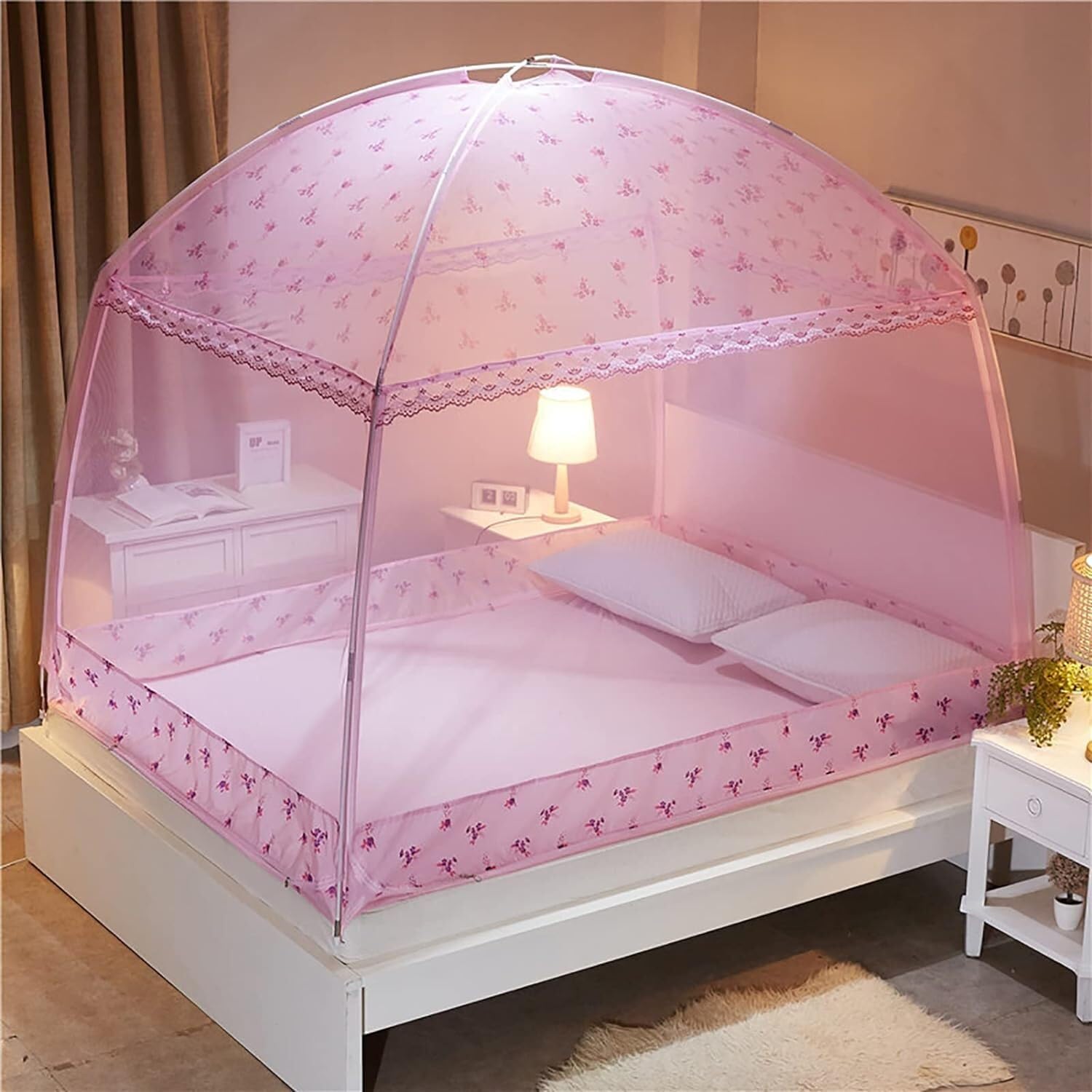 Mosquitera Plegable para Cama con Dosel, portátil, para Dormitorio y Camping al Aire Libre (E, 1,8 x 2,2 m)