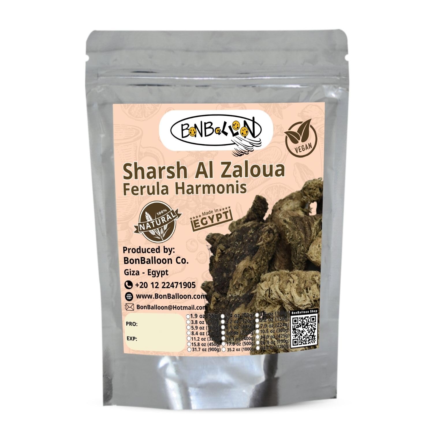 Sharsh El Zaloua Herb Egyptian Herbs Al Zaloua Ferula Hermonis Natural Herbal Middle East Egypt Arab No Preservatives Kosher Halal Nature (1 Pack = 4.41 oz / 125 gm) شرش الزلوع حلال