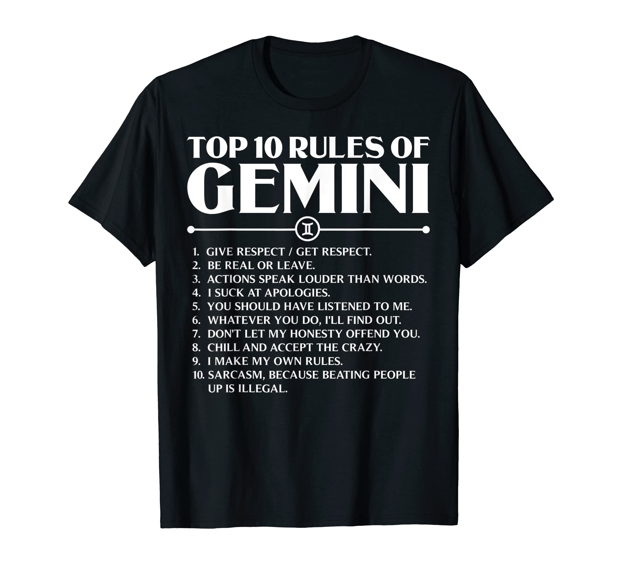 Astrologist Top 10 Rules Of Gemini Zodiac DesignHoroscope Symbols Astrology Sign Top 10 Rules Of Gemini T-Shirt