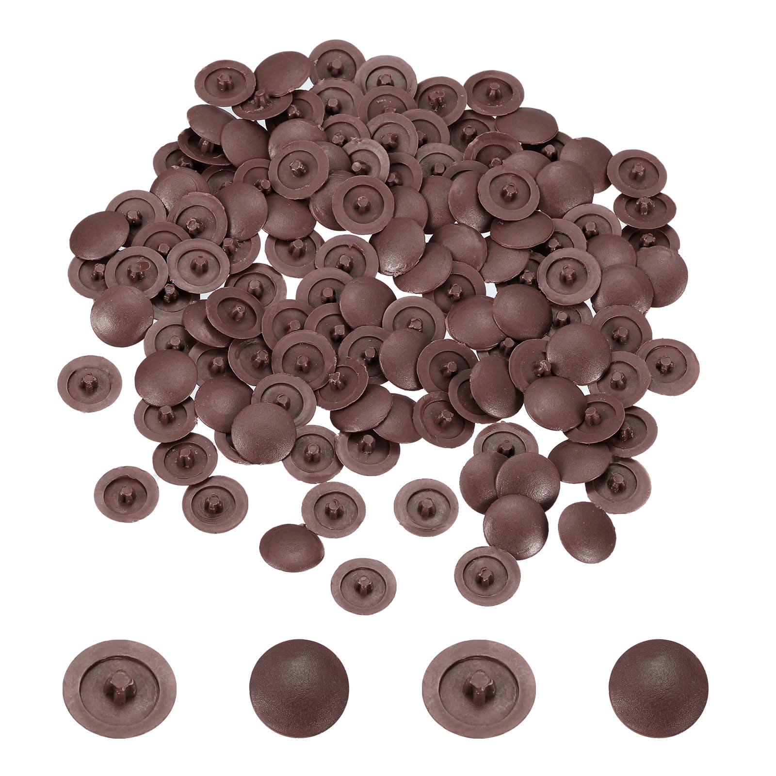 sourcing map Screw Caps, 228Pcs 12mm - Plastic Self-Tapping Screw Cap Covers, Decorative Cover Hole Plug for Diameter 7-8mm Flat Phillips Screw (Dark Brown)