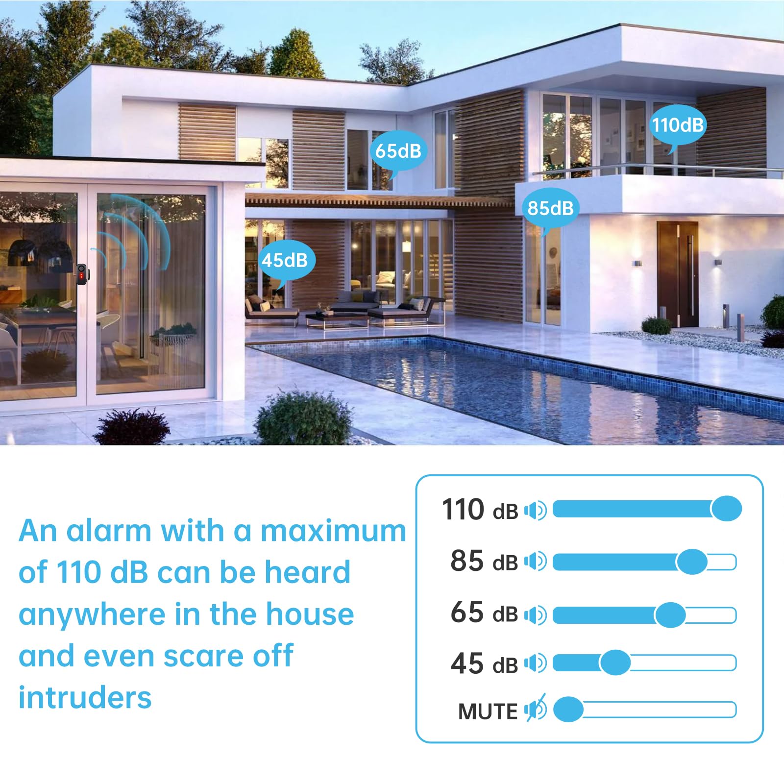 HENDUN Timbre de puerta cuando se abre, alarma de puerta exterior con control remoto, IP66 impermeable para interiores y exteriores, sensor de seguridad para el hogar (2)