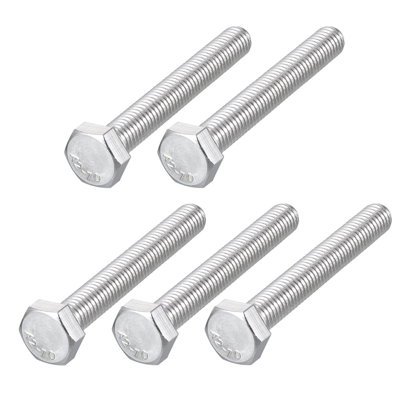 METALLIXITY Hex Bolts (M8-1.25x60mm) 5Pcs, 304 Stainless Steel Coarse Fully Threaded Hex Head Screw Bolt Machine Screws