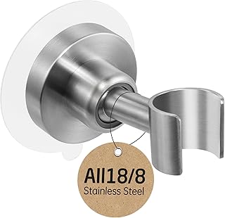 KES Shower Head Holder Wall Mount, 18/8 Stainless Steel Adjustable Handheld Shower Head Holder (21mm-23mm) No Drill Adhesive Metal Shower Head Holders Brushed Finish, C207DF-BS