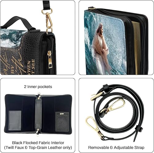 Miniatura 4 de Jesuspirit Fundas de cuero personalizadas para la Biblia, bolsa de la Biblia para hombres y mujeres, funda de transporte de la Biblia con texto en