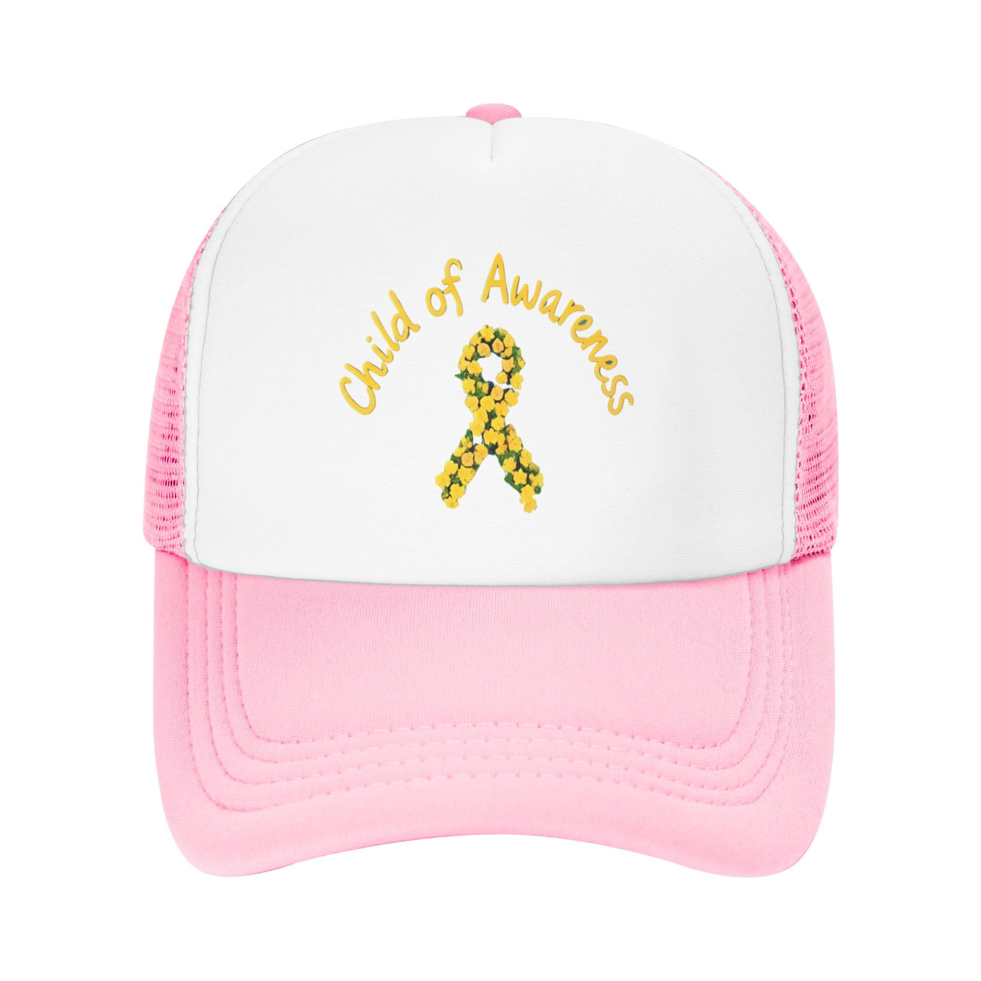Childhood Cancer Awareness Trucker Hat in September We Wear Gold Baseball Cap Mesh Back Adjustable Hats for Kids - Pink