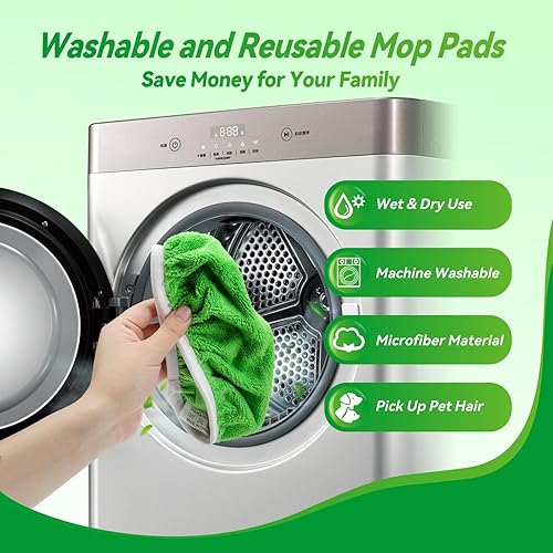 Miniatura 3 de Paquete de 10 almohadillas húmedas reutilizables de repuesto compatibles con trapeadores Swiffer Sweeper Trapeadores de barrido en seco,