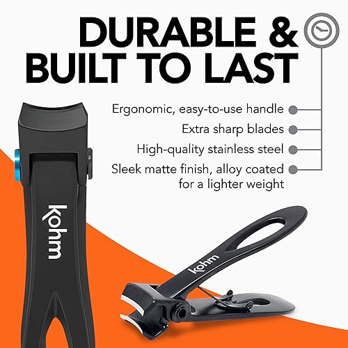 Miniatura 3 de KOHM Cortaúñas para uñas gruesas, resistentes, afiladas, de boca ancha, profesional, cortauñas de manos y pies para hombres, mujeres y personas