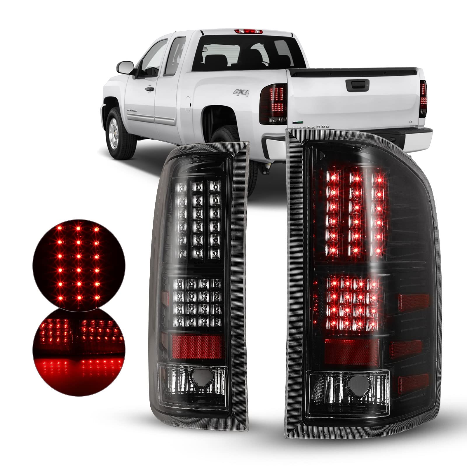 AUTOFREE LED Tail Lights Assembly Compatible for 2007-2013 Chevy Sliverado, 07-13 Chevy Sliverado Tail Lights Replacement,Not Fit for 2007 Silverado Classic and GMC Series(Clear Lens)
