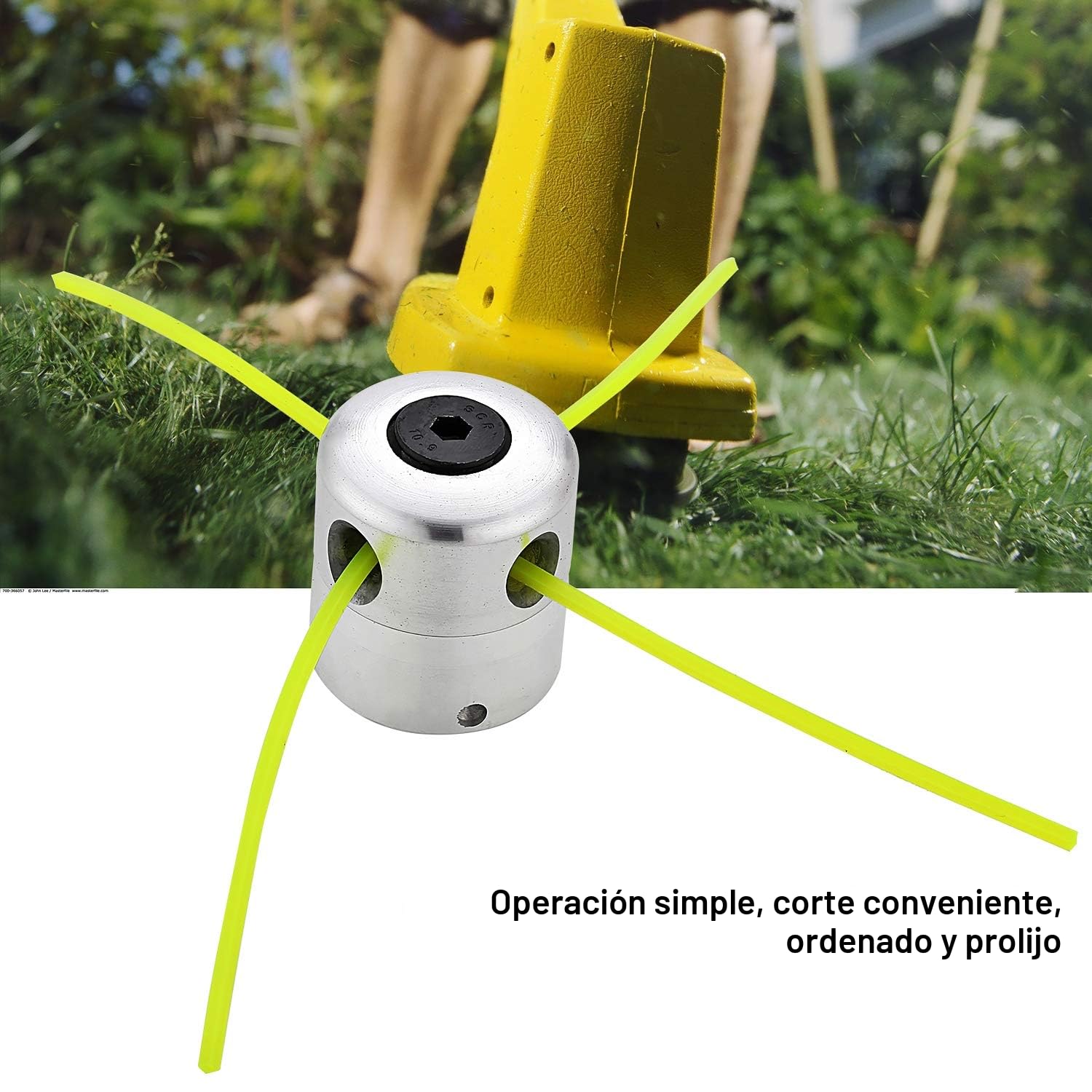 SWAWIS Aluminio Cabezal Desbrozadora Universal Cabezal Hilo Aluminio Cortacésped Duradero para Desbrozadora de Césped (1 Cabezales de Hilo + 4 Hilos)