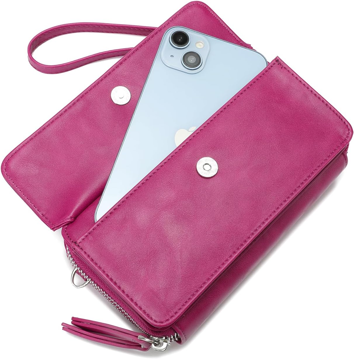 Lanyani RFID Crossbody Wallet Wristlet Purse with Phone Pocket For Women Vegan Leather - Image 4