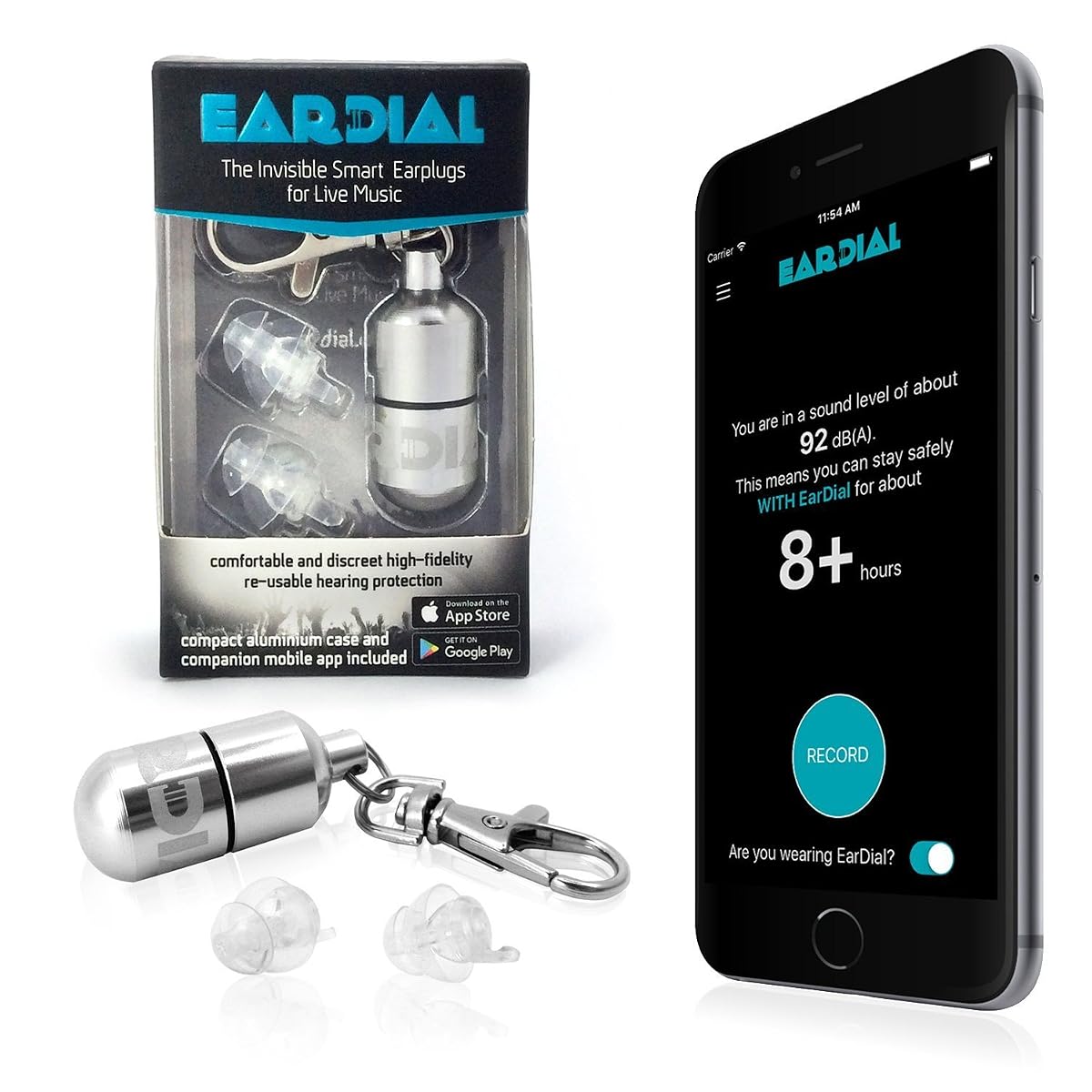 EarDial Ear Plugs - Invisible Smart Earplugs for Live Music - Comfortable and