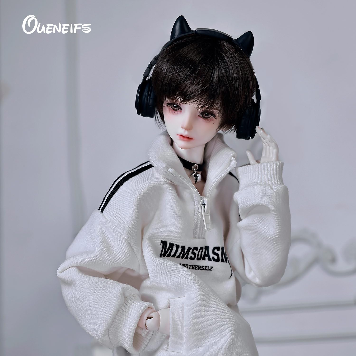 Oueneifs 1/4 Kaka BJD Doll Fullset E with White Casual Street Sport Hoodies Resin Toy for 15+ Year Old, Black and White, 3.93 inches - Image 3