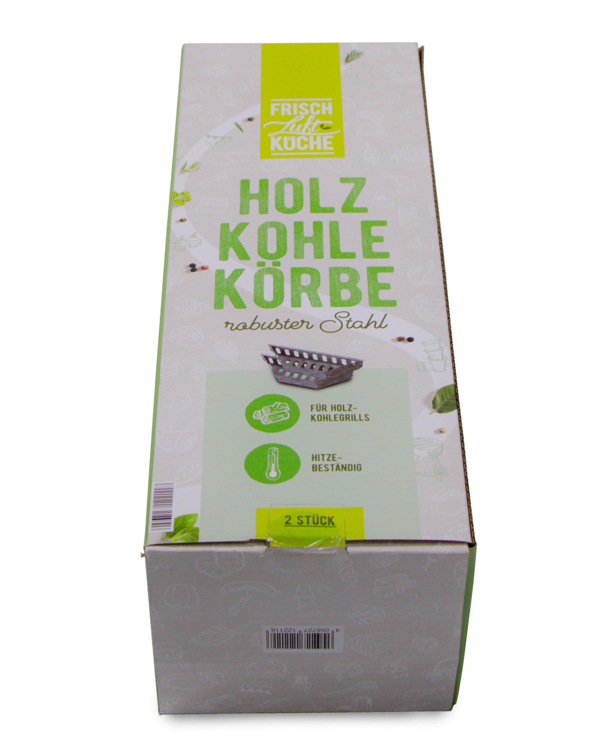 Holzkohlekörbe - Optimale Glutverteilung auf Holzkohlegrills, ideal für indirektes und direktes Grillen, ermöglicht vielseitige Grilltechniken - Robuster Stahl, 36x11x7cm, 2 Stück