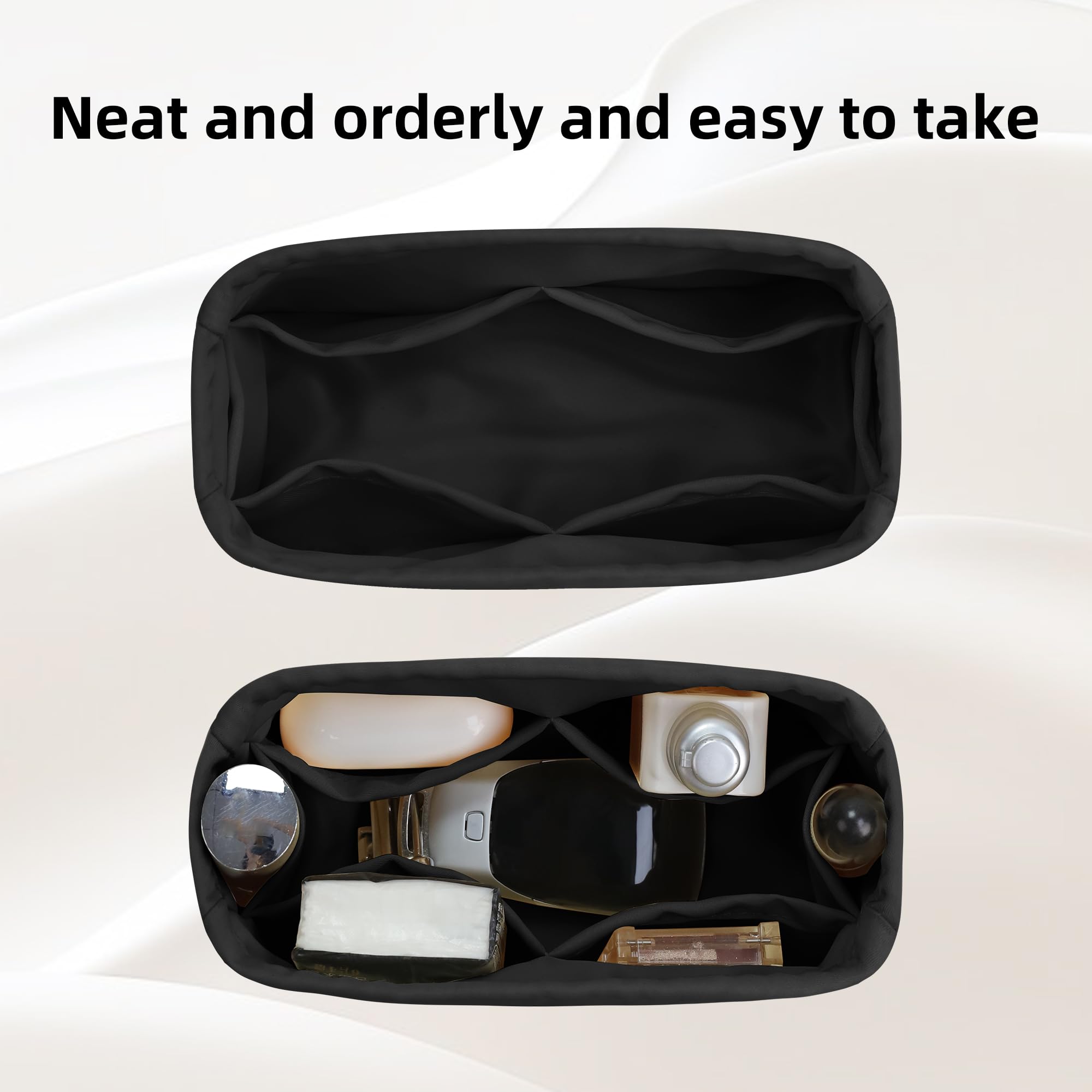 DGAZ Seide Handtaschen Organizer, Taschenorganizer Tasche in Tasche Organizer Innentaschen für Birkin 20/25/30/35/40/45/50 Taschen (Schwarz, BK40)