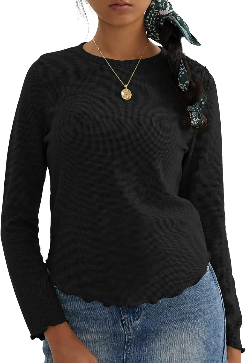 CHERFLY Women’s Long Sleeve Shirts Slim Fit Tunic Tops Lightweight Crew Neck Casual Pullover Fall Fashion 2025