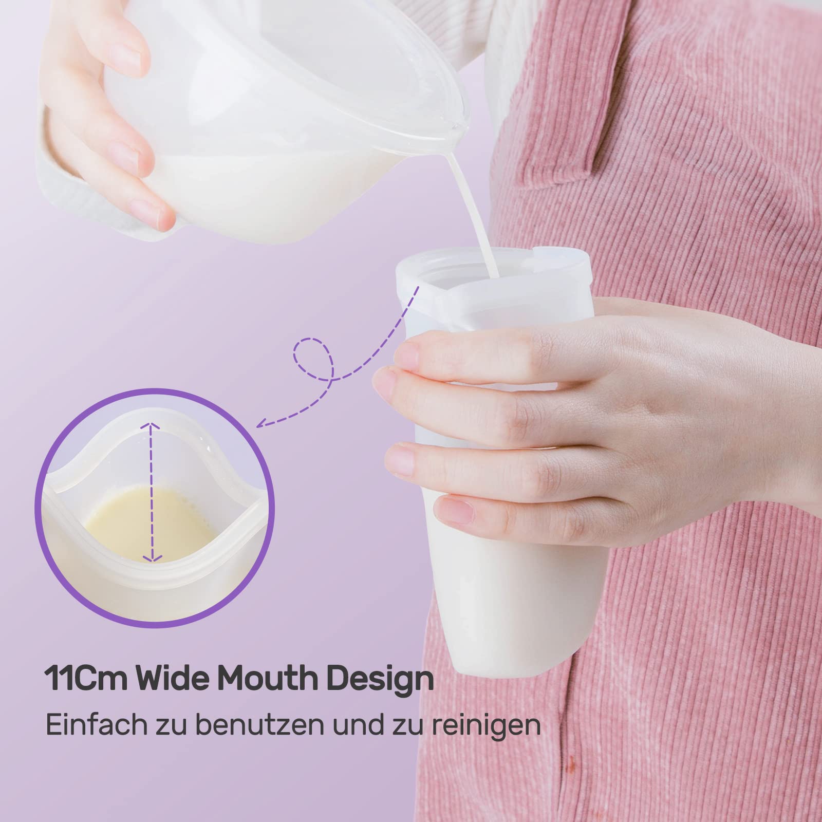 Nuliie 7 Stück Wiederverwendbare Muttermilchbeutel, 8oz/240ml Auslaufsichere Muttermilch Aufbewahrung, Gefrierschrank Lebensmittelqualität Silikon-Milchbeutel für das Stillen, BPA Frei, Selbststehend