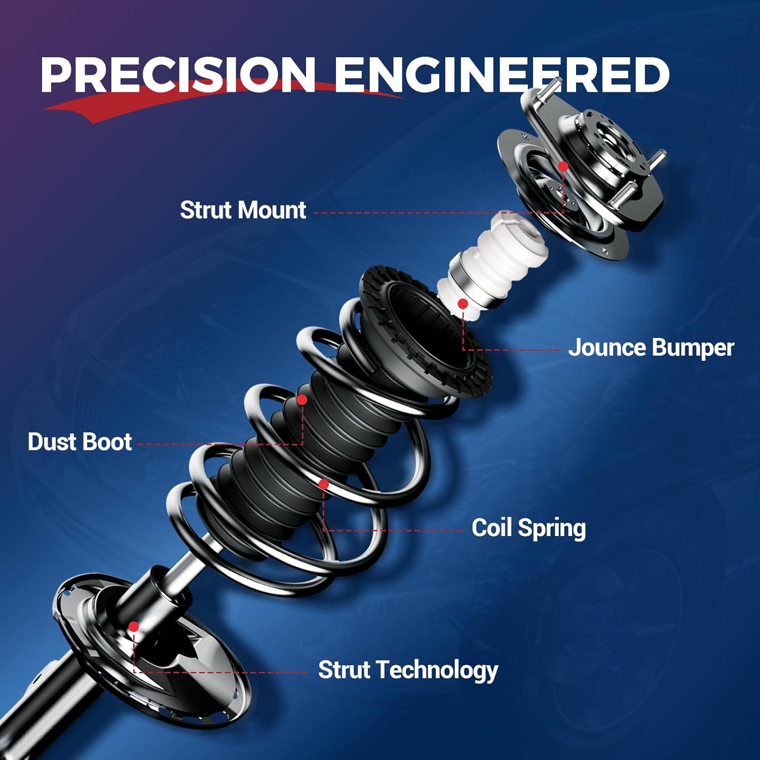 KTP Pair Front Struts and Shocks Complete Assembly For Ford Fusion L4, 2.5L 2010-2012, Mercury Milan L4, 2.5L 2010-2011 Front Shock Absorbers with Coil Springs, Replace 272596