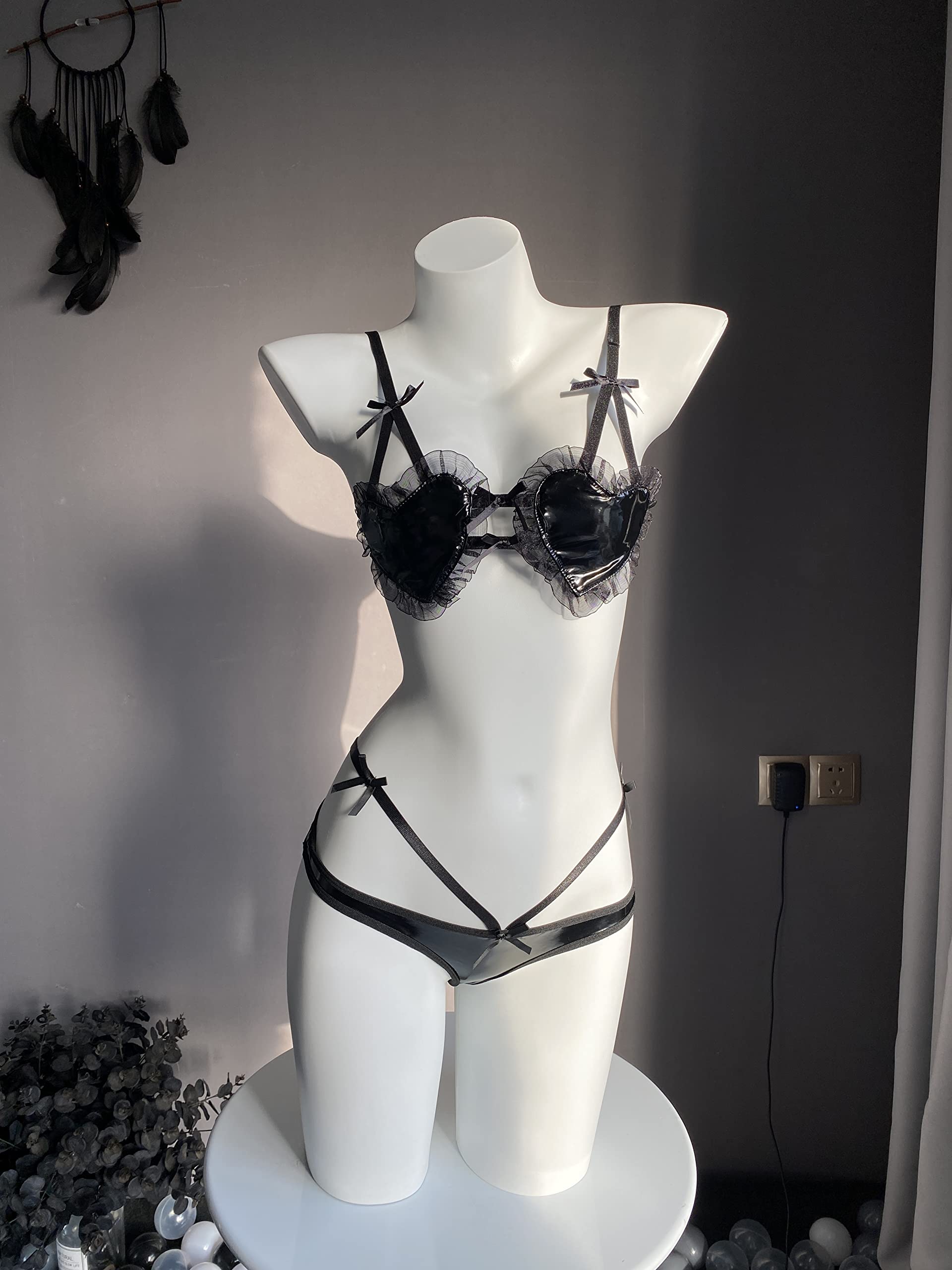 SINGUYUN Sexy Lingerie Set for Women Anime Bikini Cute Maid Outfit Bra Panties Cosplay Japanese Lolita Underwear: 2576black