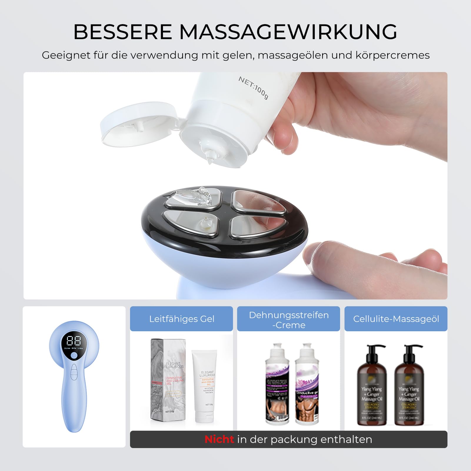 Massagegerät Cellulite Massage Anti Handmassagegerät, VerfüGt über 4 MassageköPfe mit GrößEren Bereichen für Bauch, Taille, Arme, Beine, Gesäß, Weihnachtsgeschenke (Blau)