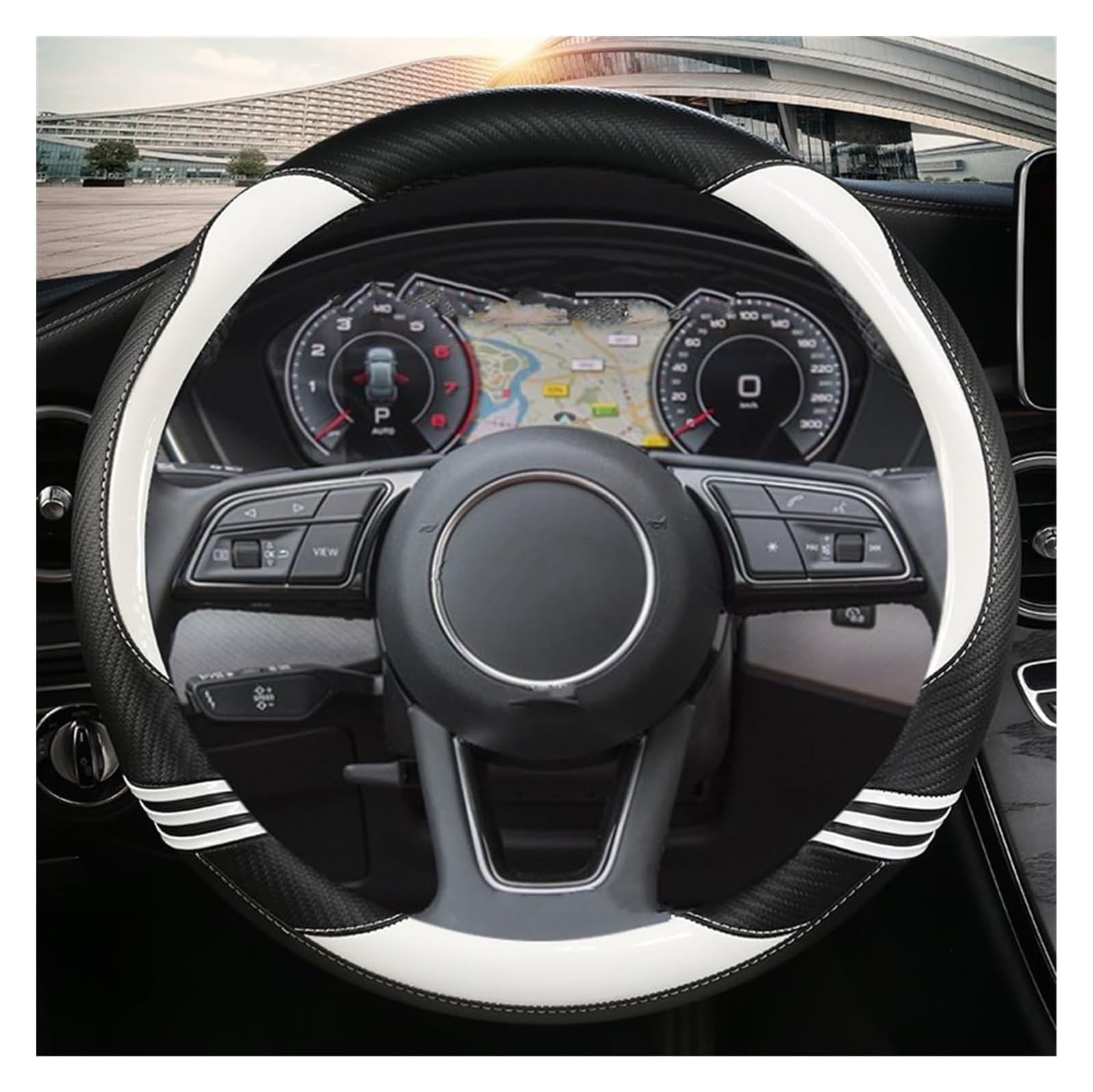 Funda Protectora para Volante de Coche A1 A3 A4 A5 A6 A7 A8 Q2 Q3 Q5 Q7 Q8 S4 Accesorios para Coche Funda para Volante de Coche 38cm
