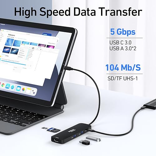 Miniatura 6 de Estación de acoplamiento USB C Monitor HDMI dual, adaptador USB C a HDMI dual con 2 puertos HDMI, carga PD, SD/TF, puertos USB A y C 3.0, estación