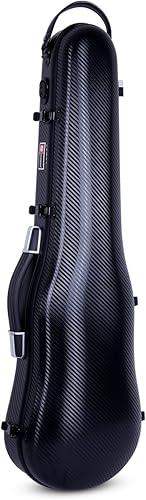 Crossrock Estuche de violín 4/4 con forma de compuesto de carbono | Protección lista para vuelo, acolchado de suspensión, correas de mochila, Negro