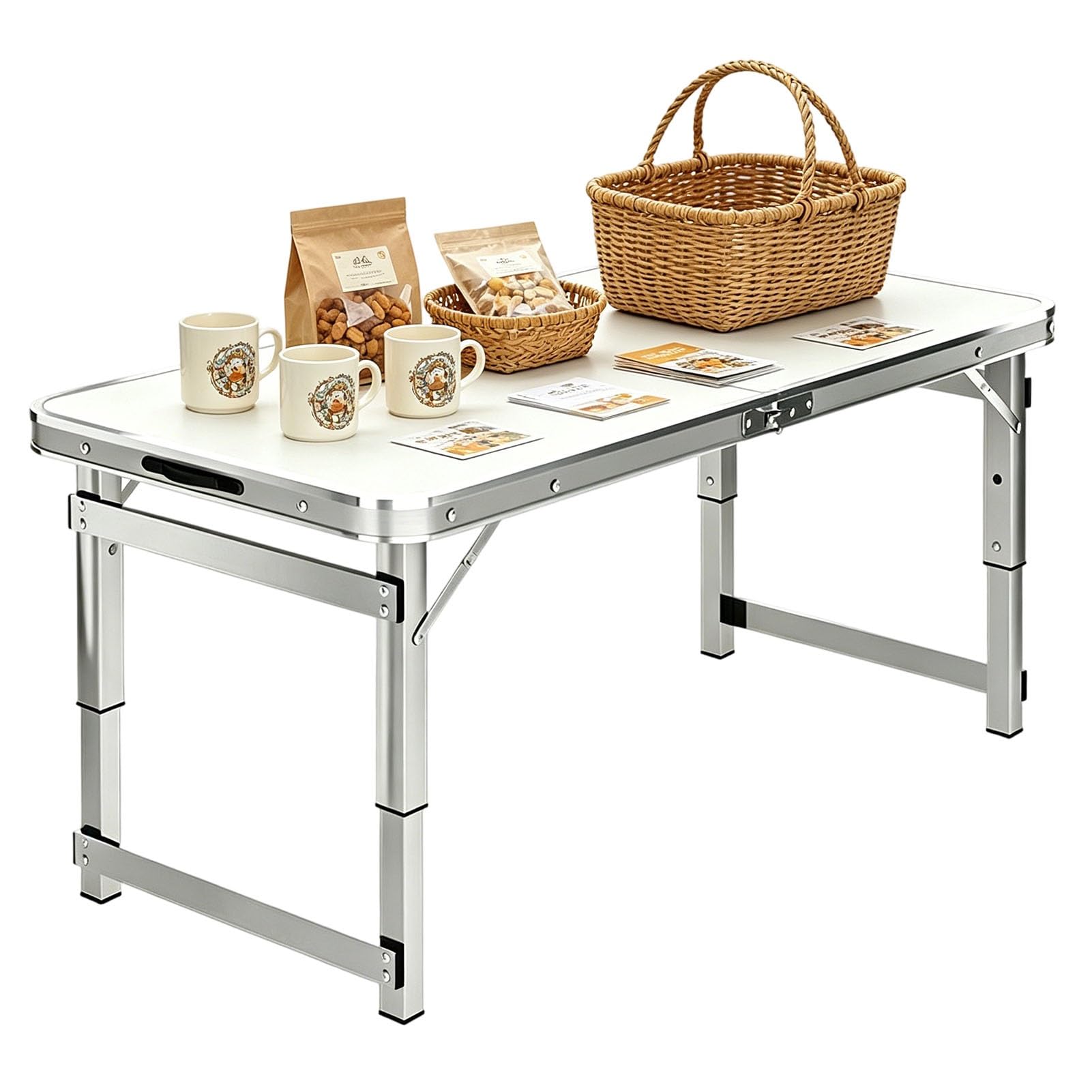 Tavolo da Campeggio Pieghevole in Alluminio, Tavolo Multiuso Pieghevole, banco da Lavoro Resistente per Cucina, Metallo, Portatile, per Esterni, Pieghevole per Camper, Barbecue, Picnic, cacc
