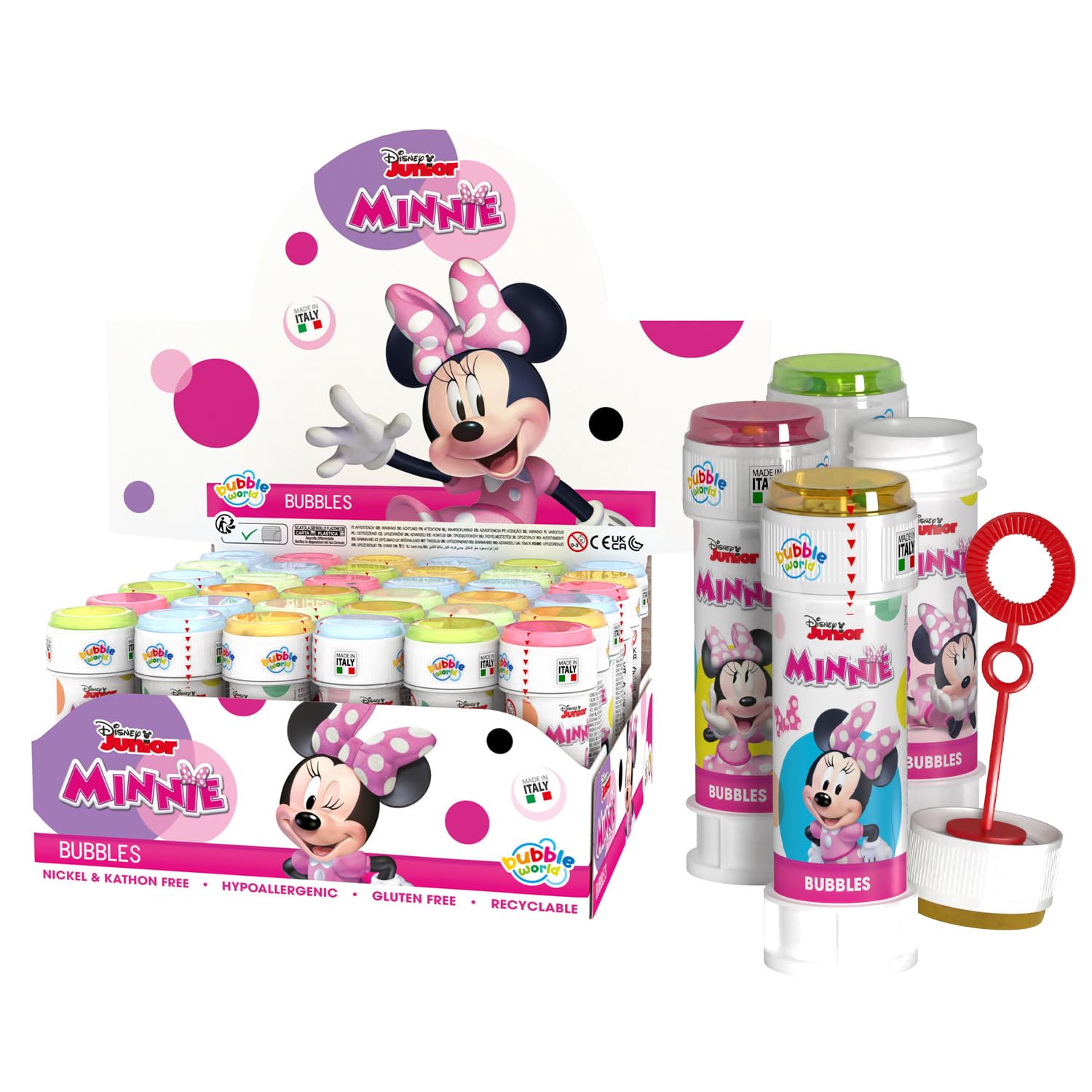 Minnie Mouse - Bolle di sapone da 60 ml, 36 pezzi, 23,5 x 23,5 x 12 cm