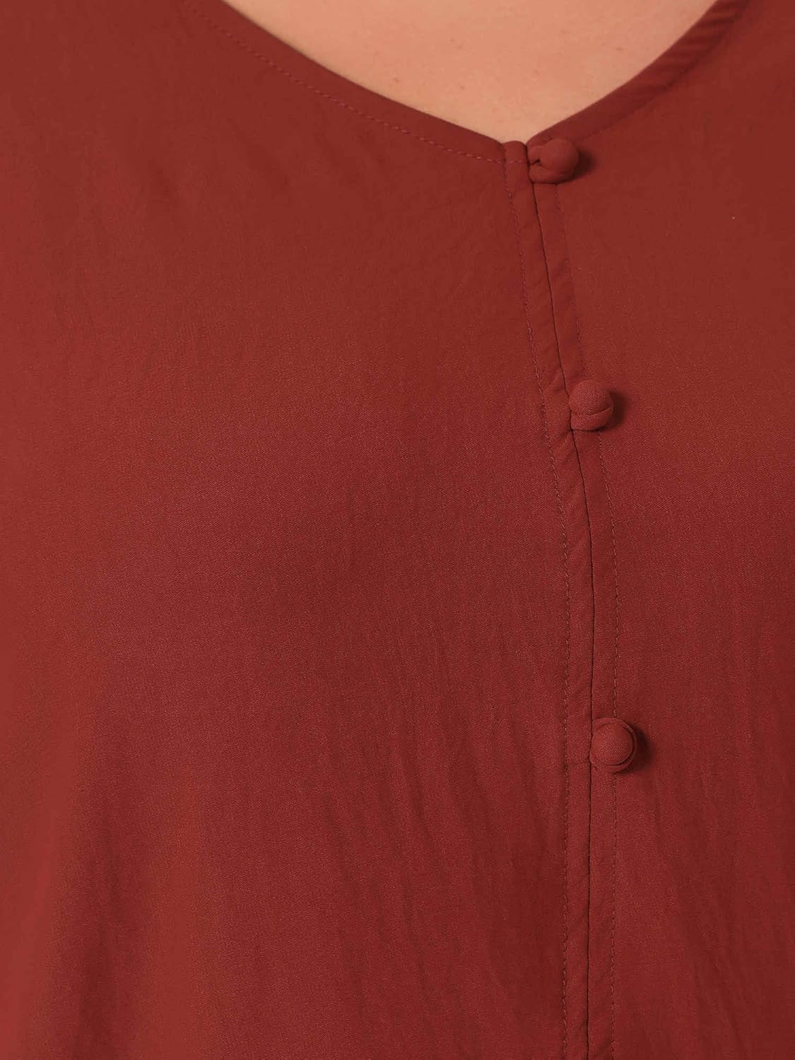 Agnes Orinda Women's Plus Size Tops V Neck Smocked Long Sleeve Button Decor Front Casual Chiffon Blouse Top - Image 5