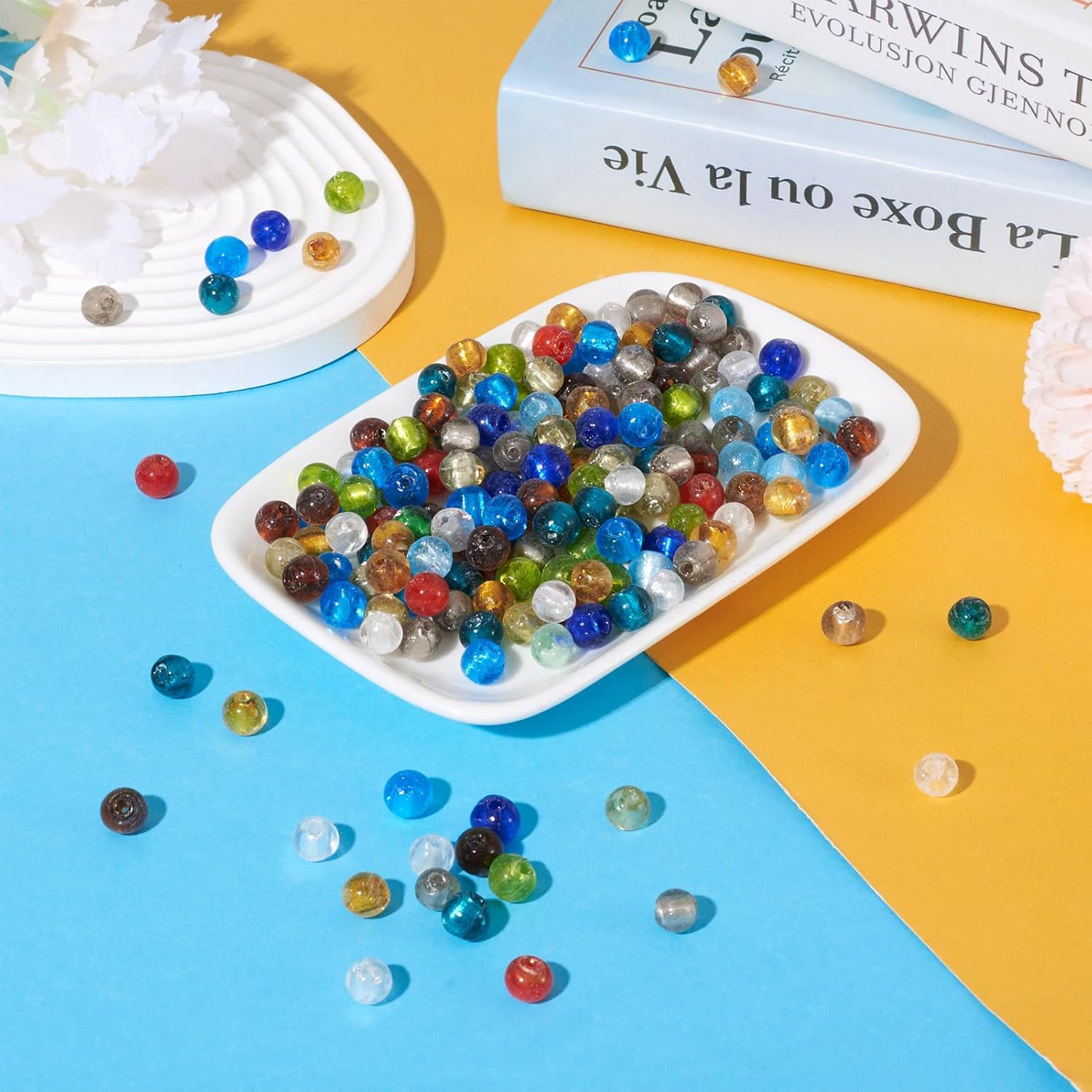 Craftdady 8mm Lampwork Glass Round Ball Spacer Beads 200Pcs Random Mixed Colors Handcrafted Hole: 2mm for Jewelry Making - Image 7