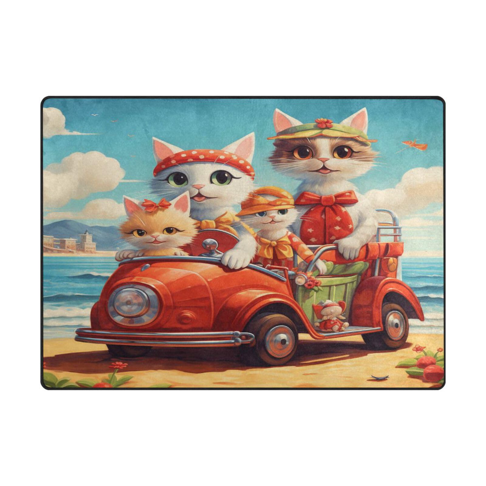 Tapis contemporain doux famille de chats pour une ambiance chaleureuse