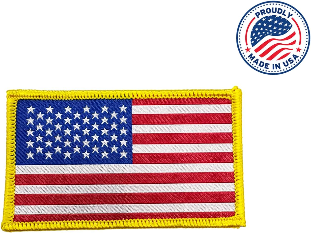 American Flag Woven Applique – 1-7/8" x 3-1/4" (4.7cm x 8.26cm) – Heat Seal Iron-On Patch – 12 Pieces – Patriotic USA Flag Appliques for Clothing, Crafts, Uniforms & DIY Projects