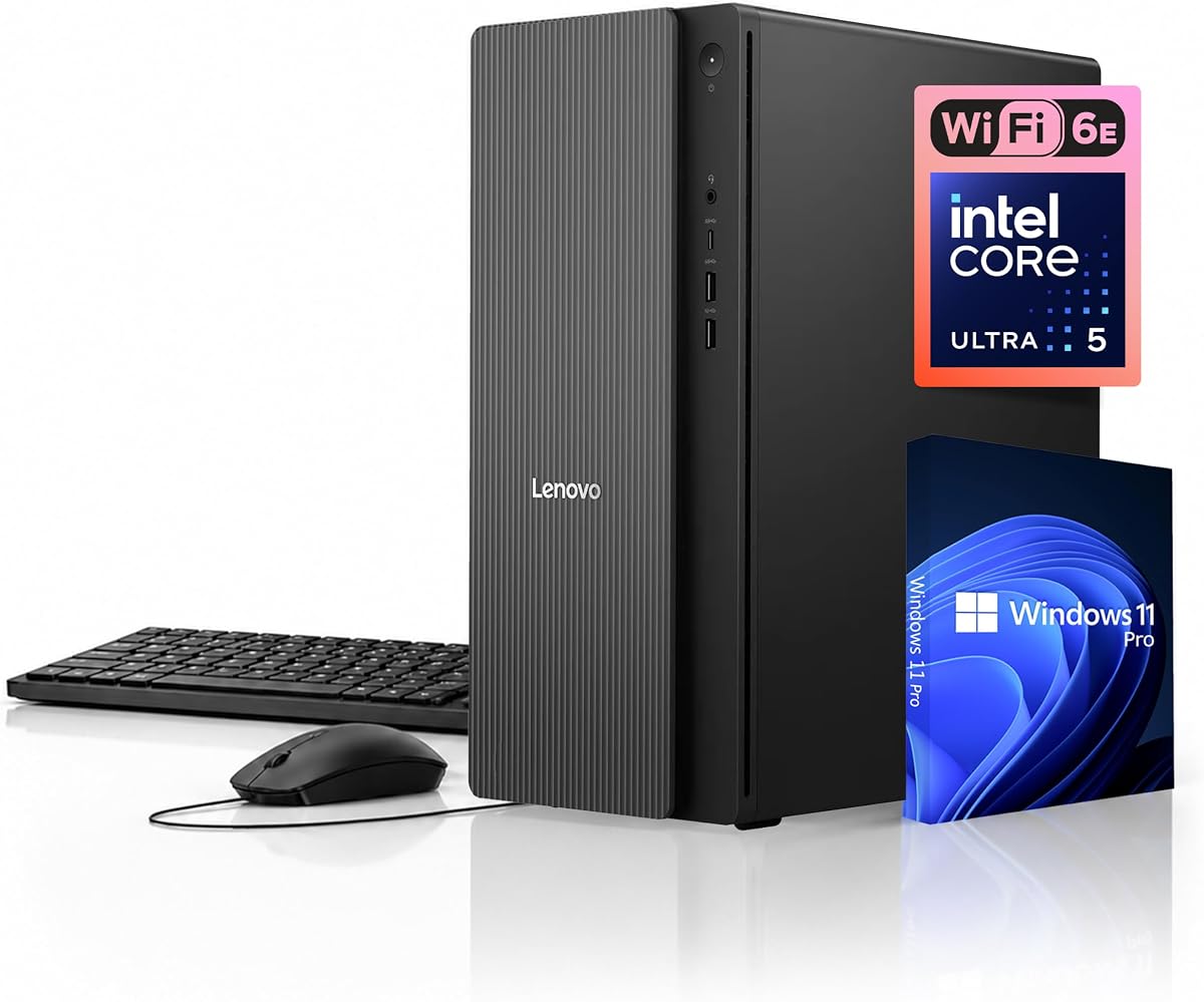 Computadora de escritorio Lenovo IdeaCentre Tower Gen 10 AI, Intel Core Ultra 5 225 de 10 núcleos, 32 GB DDR5 RAM, 2 TB SSD, soporte de pantalla dual 4K, WiFi 6, Bluetooth, HDMI, RJ45, USB-C, KB y mouse, Windows 11 Pro