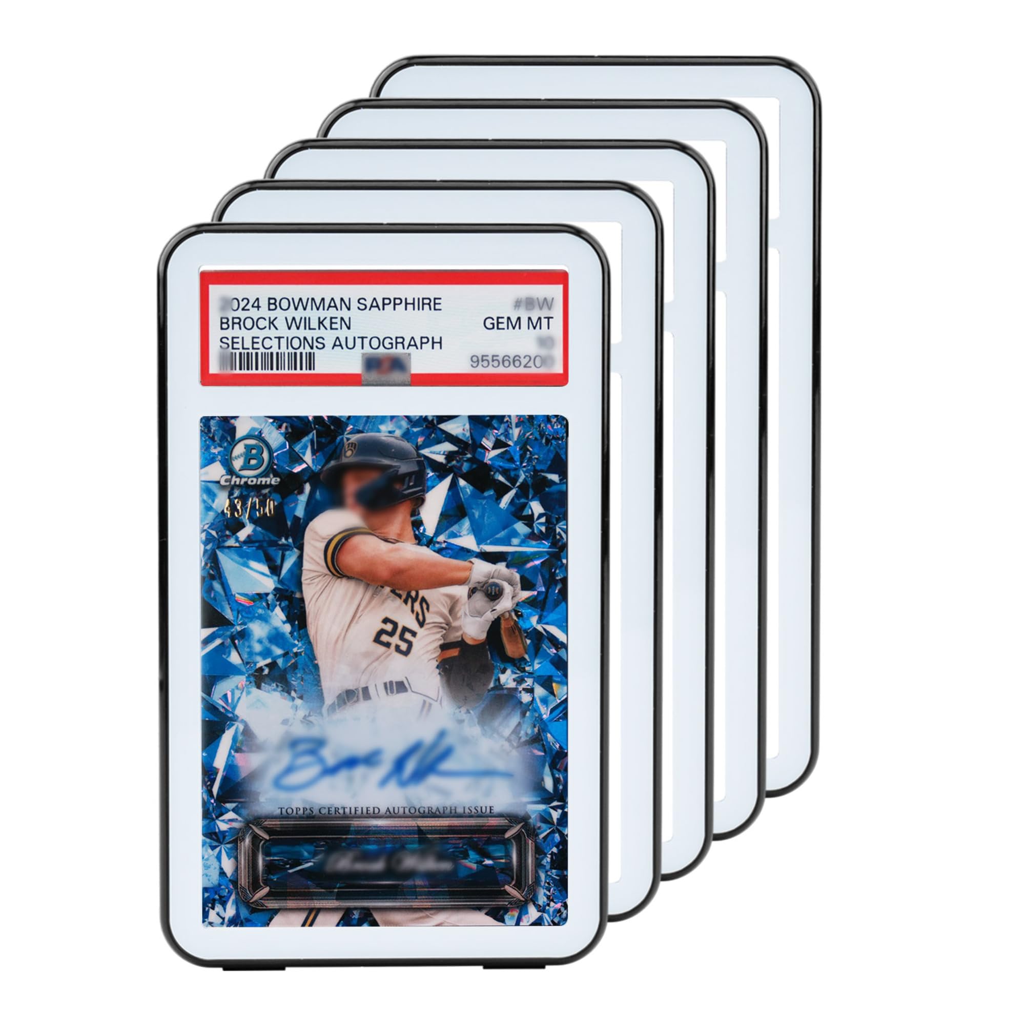 Mcbazel 5 Pack Graded Card Case for Standard PSA, Stackable Gloss Finish Transparent Display Sleeve Protectors - Black, 35PT