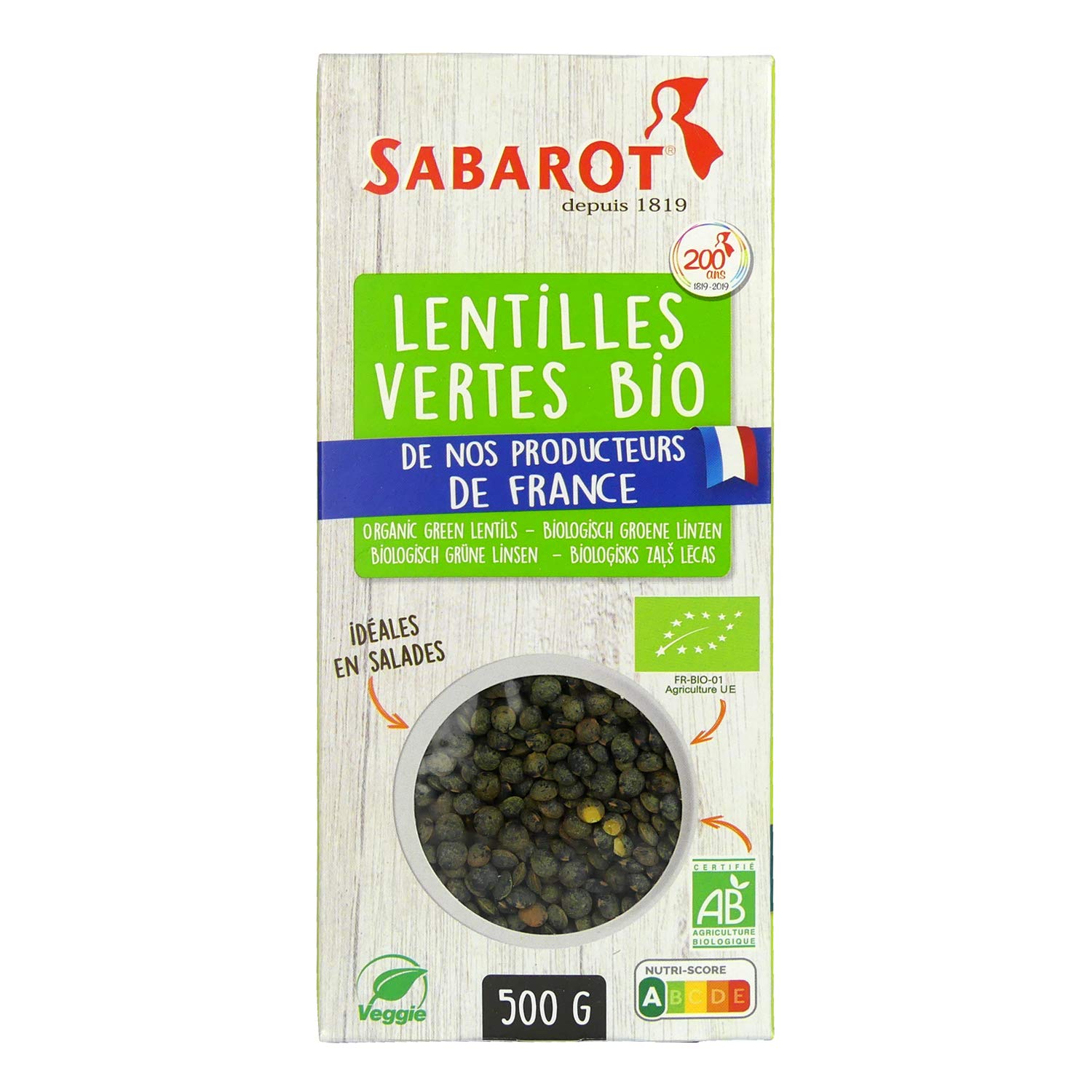 LENTILLES VERTE BIO SABAROT 500G