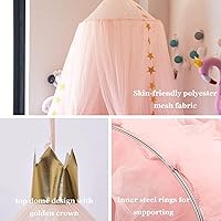 Vista 2 de ESUPPORT Toldo de cama de princesa con diseño de cúpula redonda de encaje, mosquitera, tienda de campaña, decoración de la casa, cortinas de malla
