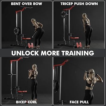 Mikolo LAT Pulldown Machine, LAT Row Cable Machine with Leg Hold Down Attachment, LAT Tower with Cable Row Attachment, Cable Machine Home Gym