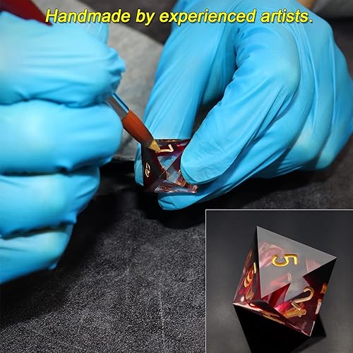 Miniatura 9 de Haxtec Juego de dados DND de metal negro y azul con juego de dados misteriosos y afilados