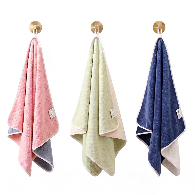 Microfiber Hand Towels Set of 3 with Double Color | Soft & Highly Absorbent 400 GSM Towels with Hanging Loop | Quick Dry Towels for Bathroom, Kitchen & Gym | 40 x 60 cm | Multicolor