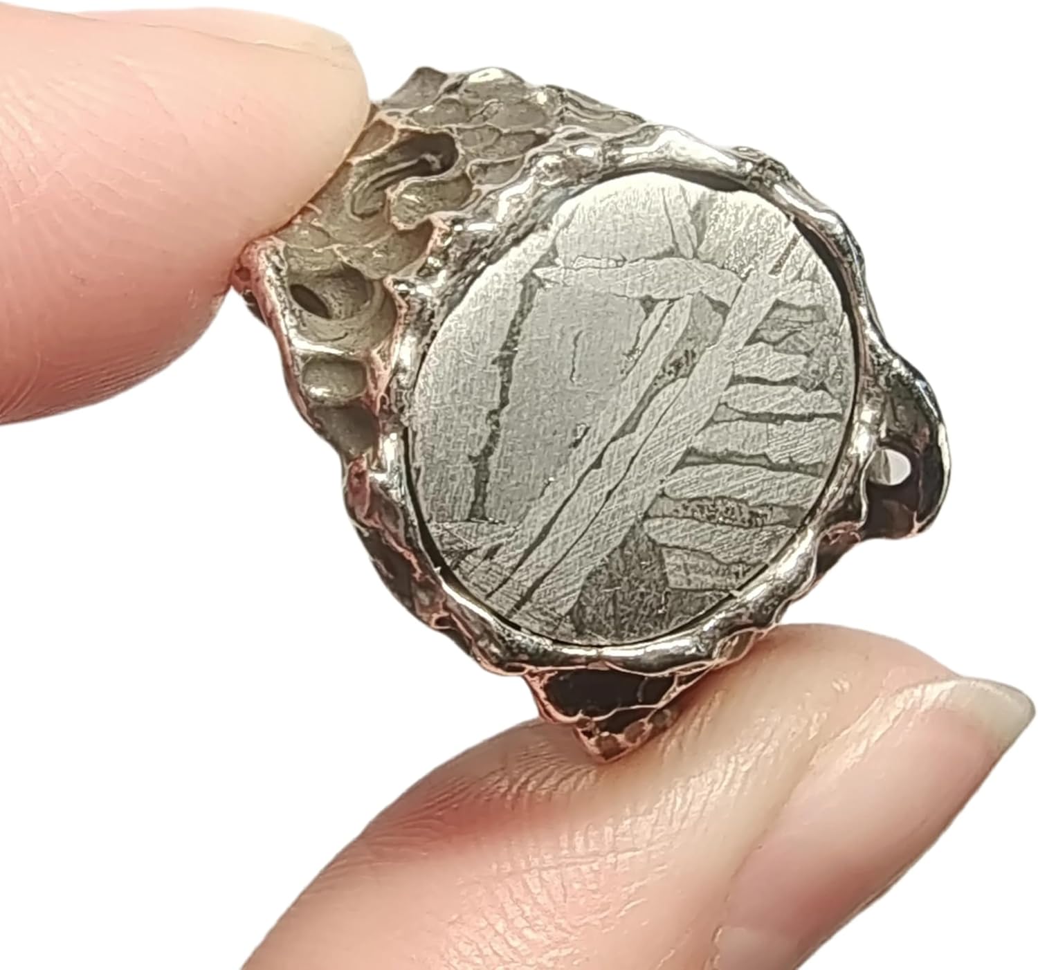 9.5g Muonionalusta meteorite S925 Silver Ring Natural iron meteorite pendant MeteoriteHandmade jewelry Silver Ring -K36