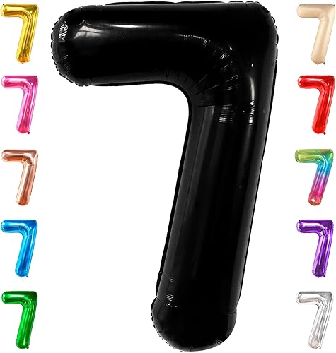 KatchOn, Globo gigante negro del número 7 de 40 pulgadas, decoraciones de cumpleaños para niños y niñas de 7 años