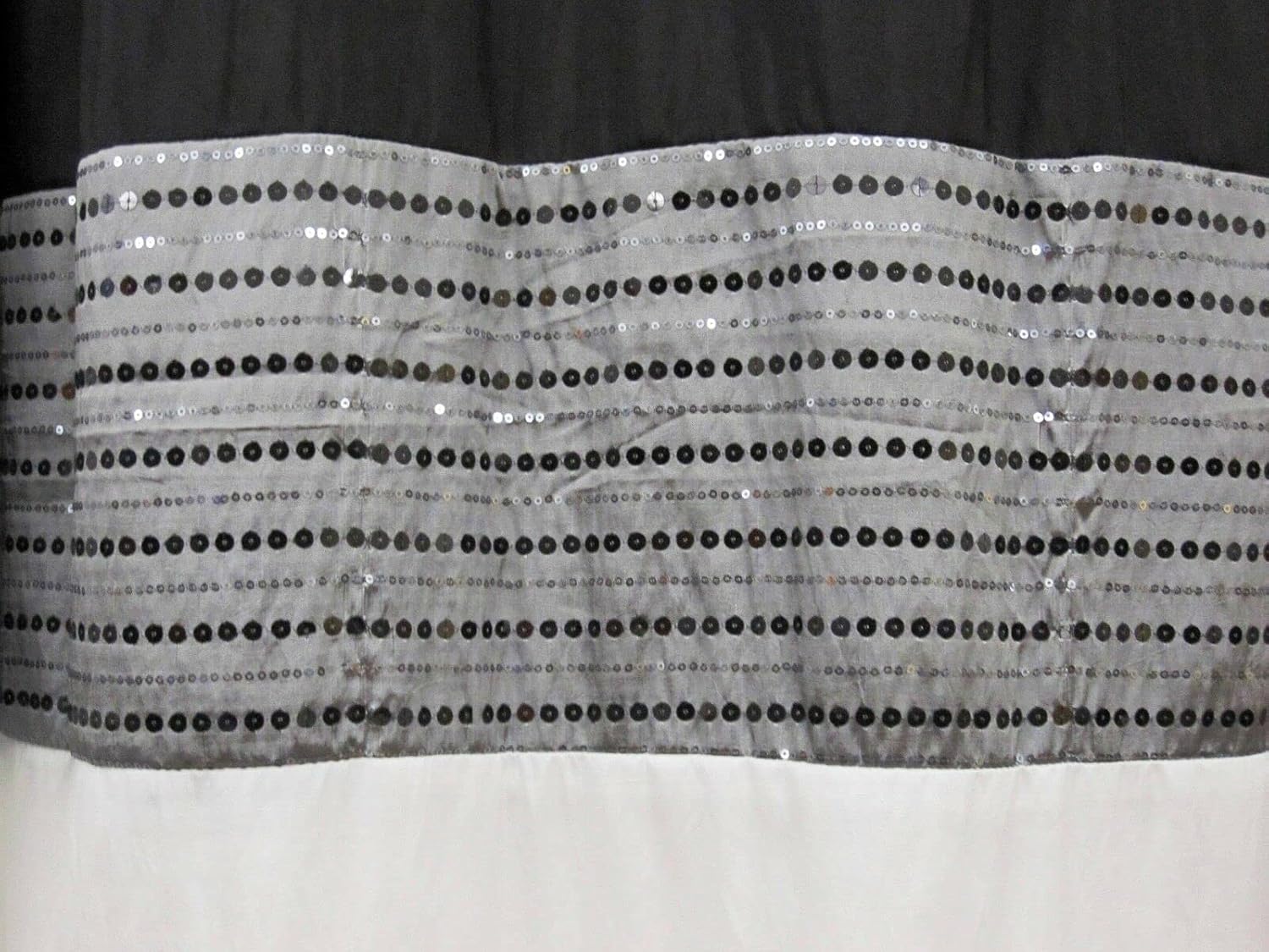 Kashi Home Shower Curtain Ibiza Fabric Luxury Shower Tub Curtain 70x72 Modern Black,White & Gray Block Design with Chic Sparkling Sequin Stripes, Bathroom Decor