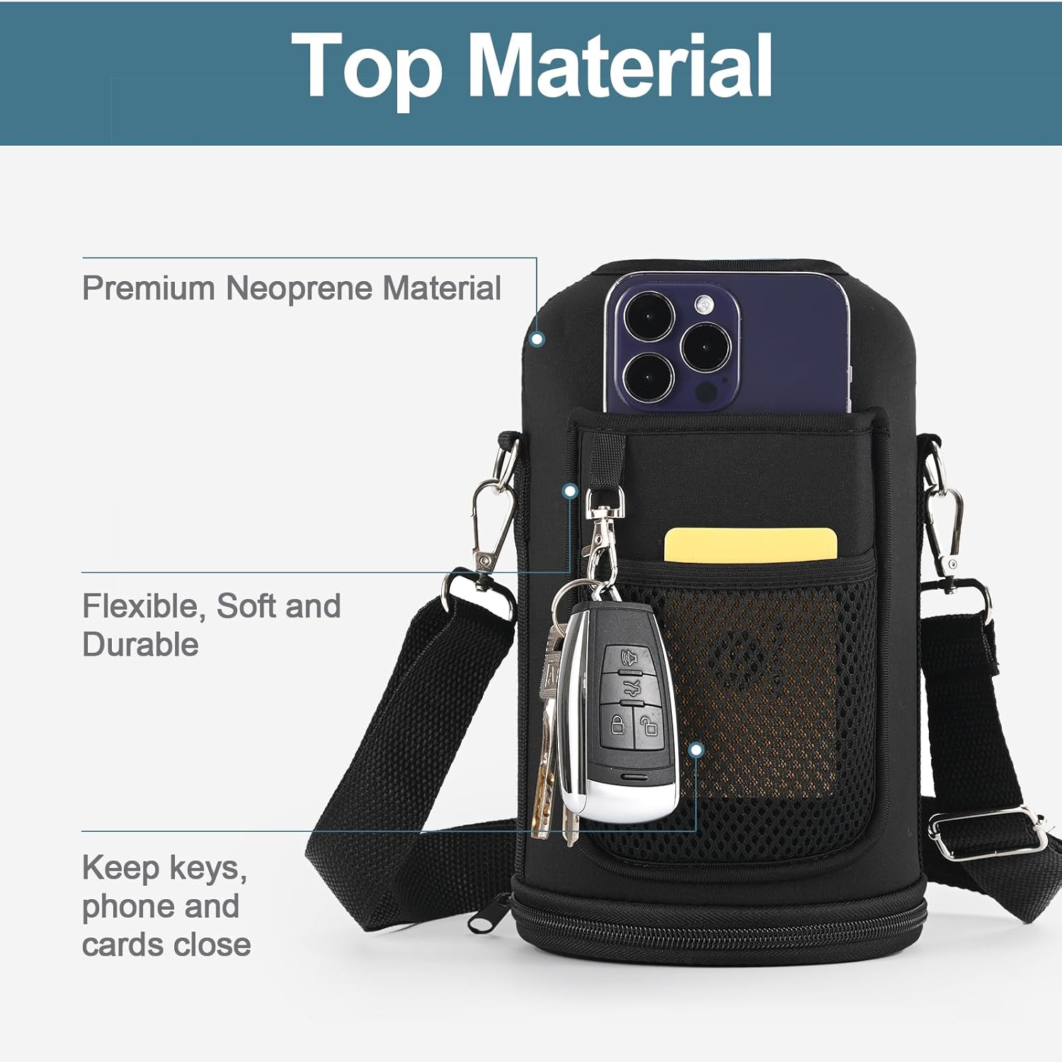 64 oz Water Bottle Holder Carrier Bag Replacement - Accessory for Hydro Flask Wide Mouth Water Bottles - Crossbody with Adjustable Shoulder Strap - Image 2