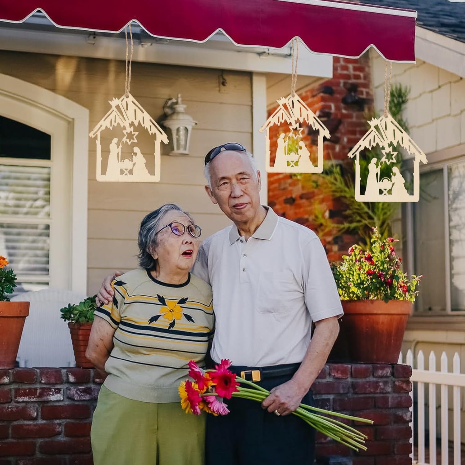 BESPORTBLE Nativity Scene Ornaments, 20Pack Wooden Nativity Scene Hanging Ornaments Nativity Christmas Tree Ornaments Keepsake The Birth of Jesus Decor Religious for Family - Image 7