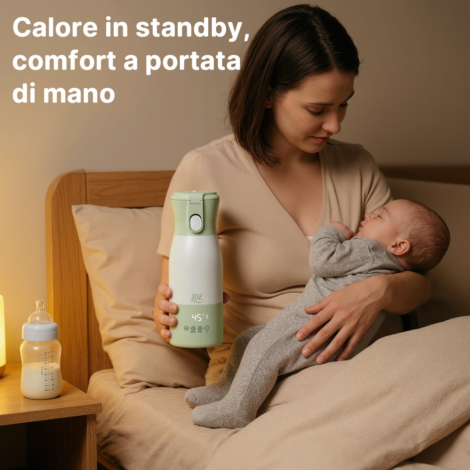 Scaldabiberon Portatile 500ml, Scalda Biberon Elettrico Ricaricabile 16000mAh, Controllo Temperatura Preciso per Latte e Acqua, Ideale per Neonati e Viaggi, Regalo per la Festa della Mamma