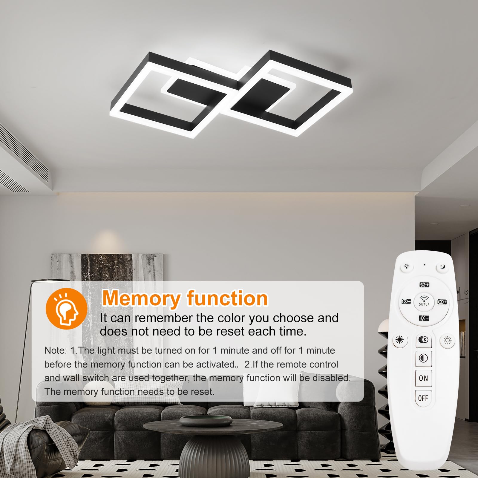 MYCUL Plafon Led Techo Regulable con Mando a Distancia,Negro | Lámpara de Techo con Temperatura de Color Ajustable,32W iluminación de Techo de Diseño Moderno para Salón,Dormitorio,Cocina