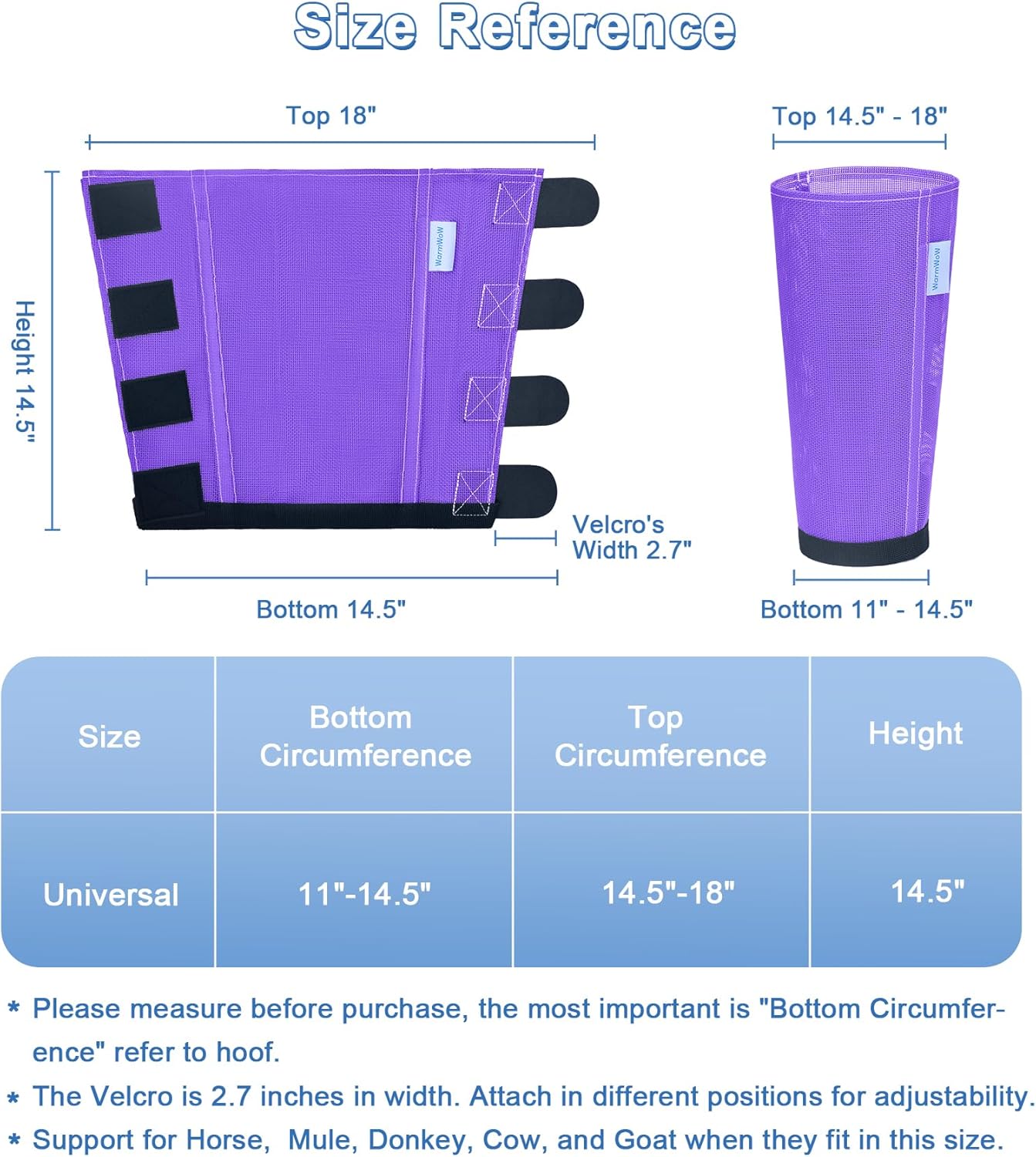 Fly Boots for Horses Set of 4, Loose Fitting Mesh Horse Fly Boots Leggings, Reduce-Stomping Adjustable Equine Leg Wraps & Socks, Stay Up Not Sag, No Rub (Purple)